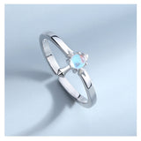 Silver Moonstone Couples Ring - (S925 - Sterling Silver)