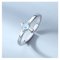 Silver Moonstone Couples Ring - (S925 - Sterling Silver)