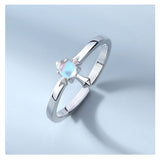 Silver Moonstone Couples Ring - (S925 - Sterling Silver)