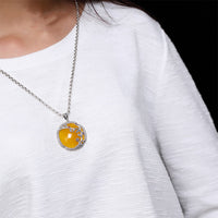Sterling Silver Pendant with Natural Yellow Chalcedony - (S925 - Sterling Silver)