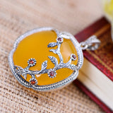 Sterling Silver Pendant with Natural Yellow Chalcedony - (S925 - Sterling Silver)