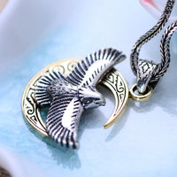 Sterling Silver Eagle and Moon Pendant - (S925 - Sterling Silver)