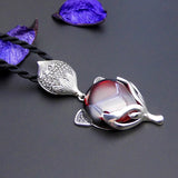 Garnet Fox Sterling Silver Pendant - (S925 - Sterling Silver)