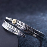 Sterling Silver Eagle Feather Bangle - (S925 - Sterling Silver)