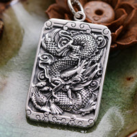 Hand Crafted Fine Silver Cloud Dragon Pendant with Necklace - (S999 - Fine Silver)