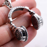 Silver Headset Pendants with Chain Necklace - (S925 - Sterling Silver)
