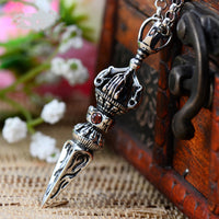 Sterling Silver Ruby Pendant with Necklace - (S925 - Sterling Silver)