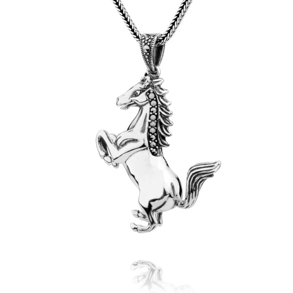 Horse Pendant with Chain Necklace - (S925 - Sterling Silver)