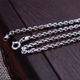 Silver Dragon Head Pendant with Garnet and Snake Chain Necklace - (S925 - Sterling Silver)