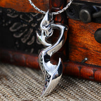 Silver Dragon Wing Pendant with Snake Chain Necklace - (S925 - Sterling Silver)