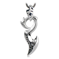 Silver Dragon Wing Pendant with Snake Chain Necklace - (S925 - Sterling Silver)