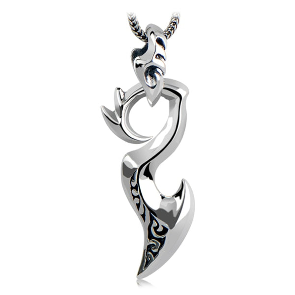 Silver Dragon Wing Pendant with Snake Chain Necklace - (S925 - Sterling Silver)