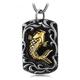 Gold Fish Pendant with Silver Chain Necklace - (S925 - Sterling Silver)
