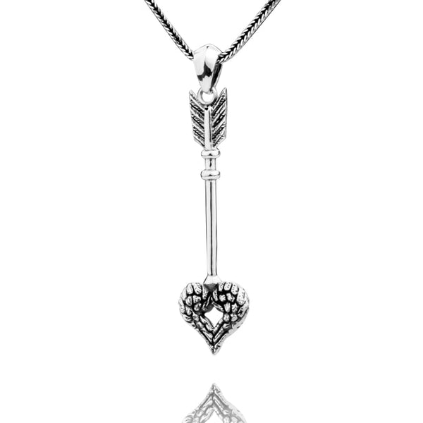 Cupid's Arrow Pendant with Chain Necklace - (S925 - Sterling Silver)