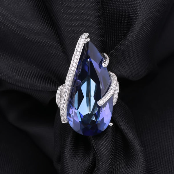 Natural Iolite Blue Quartz Gemstone Silver Ring - (S925 - Sterling Silver)