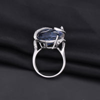 Natural Iolite Blue Quartz Gemstone Silver Ring - (S925 - Sterling Silver)