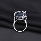Natural Iolite Blue Quartz Gemstone Silver Ring - (S925 - Sterling Silver)