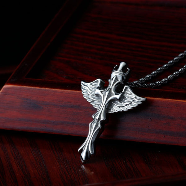 Silver Angel Wing Pendant - (S925 - Sterling Silver)