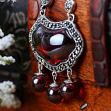 Garnet Pendant with Chain Necklace - (S925 - Sterling Silver)