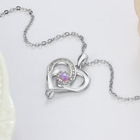 Silver Heart Shaped Pink Opal Pendant with Necklace - (S925 - Sterling Silver)