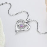 Silver Heart Shaped Pink Opal Pendant with Necklace - (S925 - Sterling Silver)