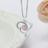 Silver Heart Shaped Pink Opal Pendant with Necklace - (S925 - Sterling Silver)